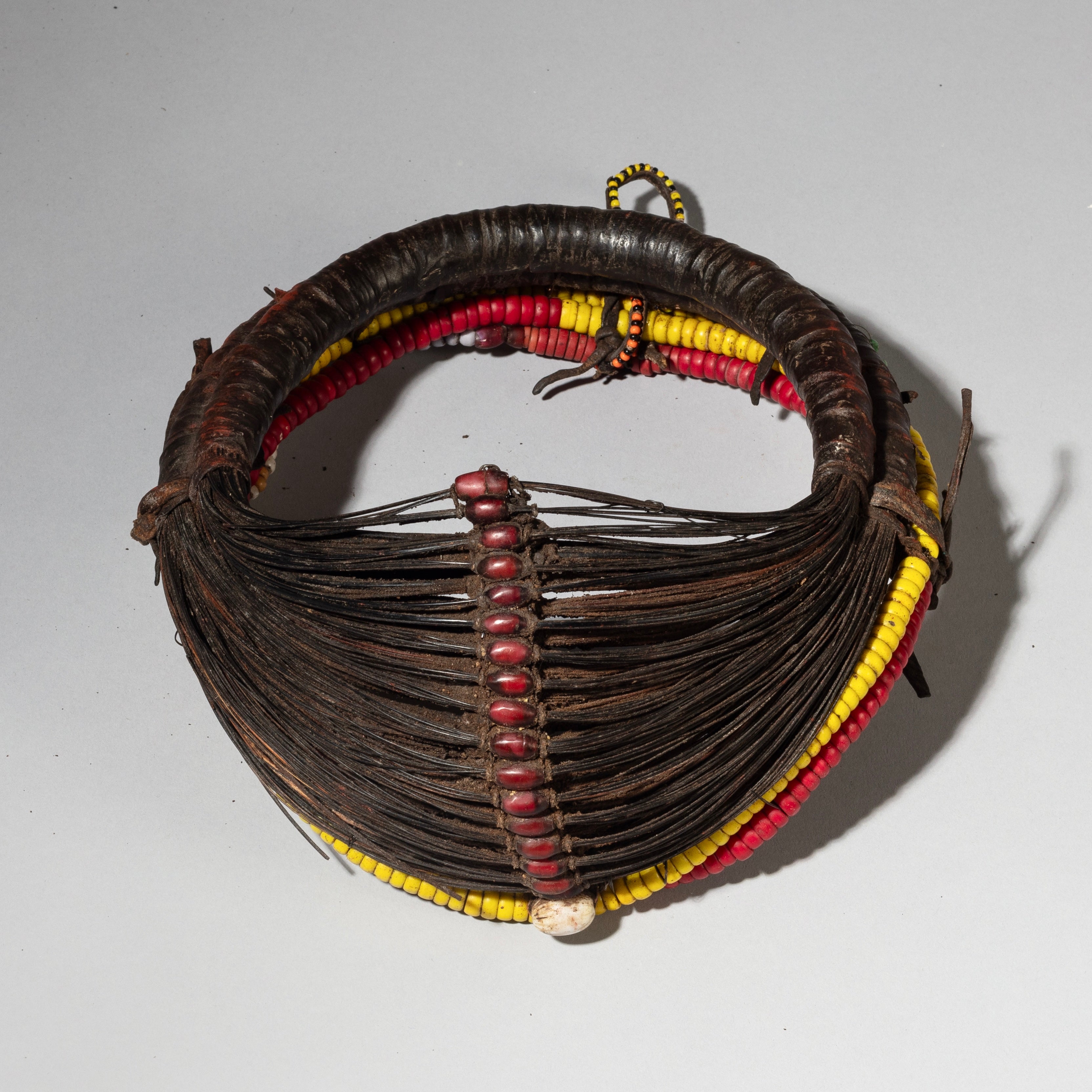 A TRADITIONAL BEAD +LEATHER COLLAR, SAMBURU TRIBE KENYA (No 4181 )