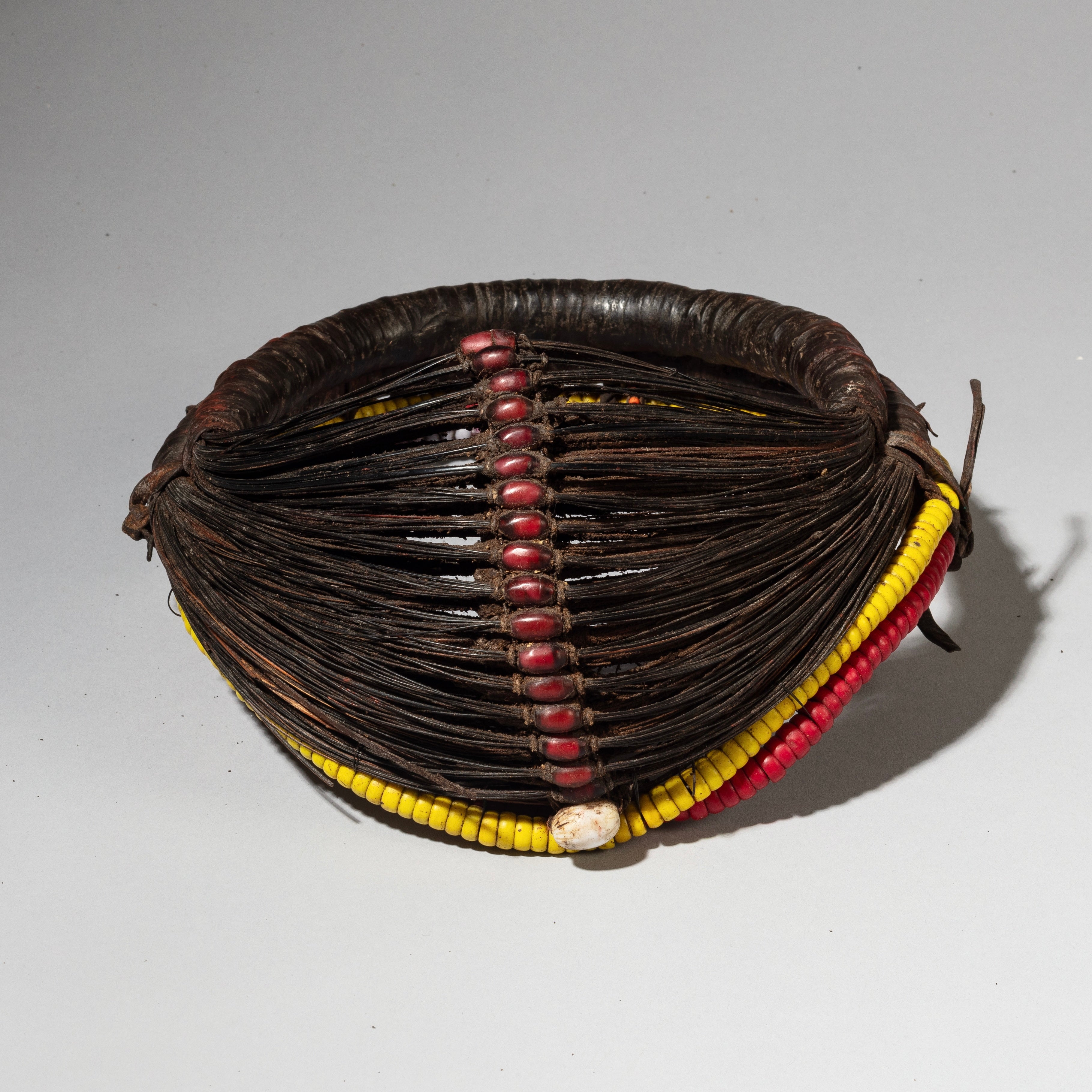 A TRADITIONAL BEAD +LEATHER COLLAR, SAMBURU TRIBE KENYA (No 4181 )