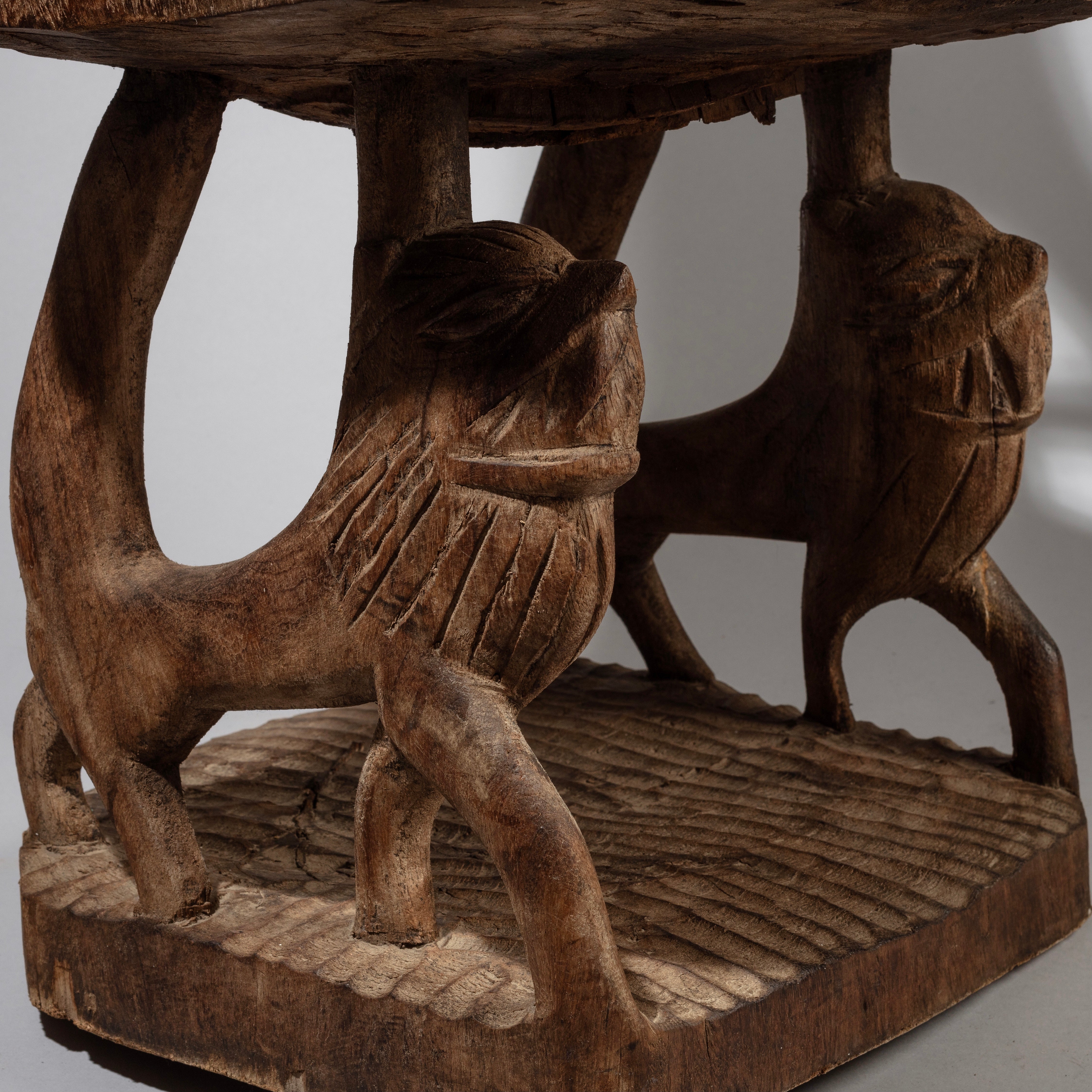A LARGE LION CHAIR, FON TRIBE OF BENIN ( No 2360 )(UK and EUROPE POST ONLY)