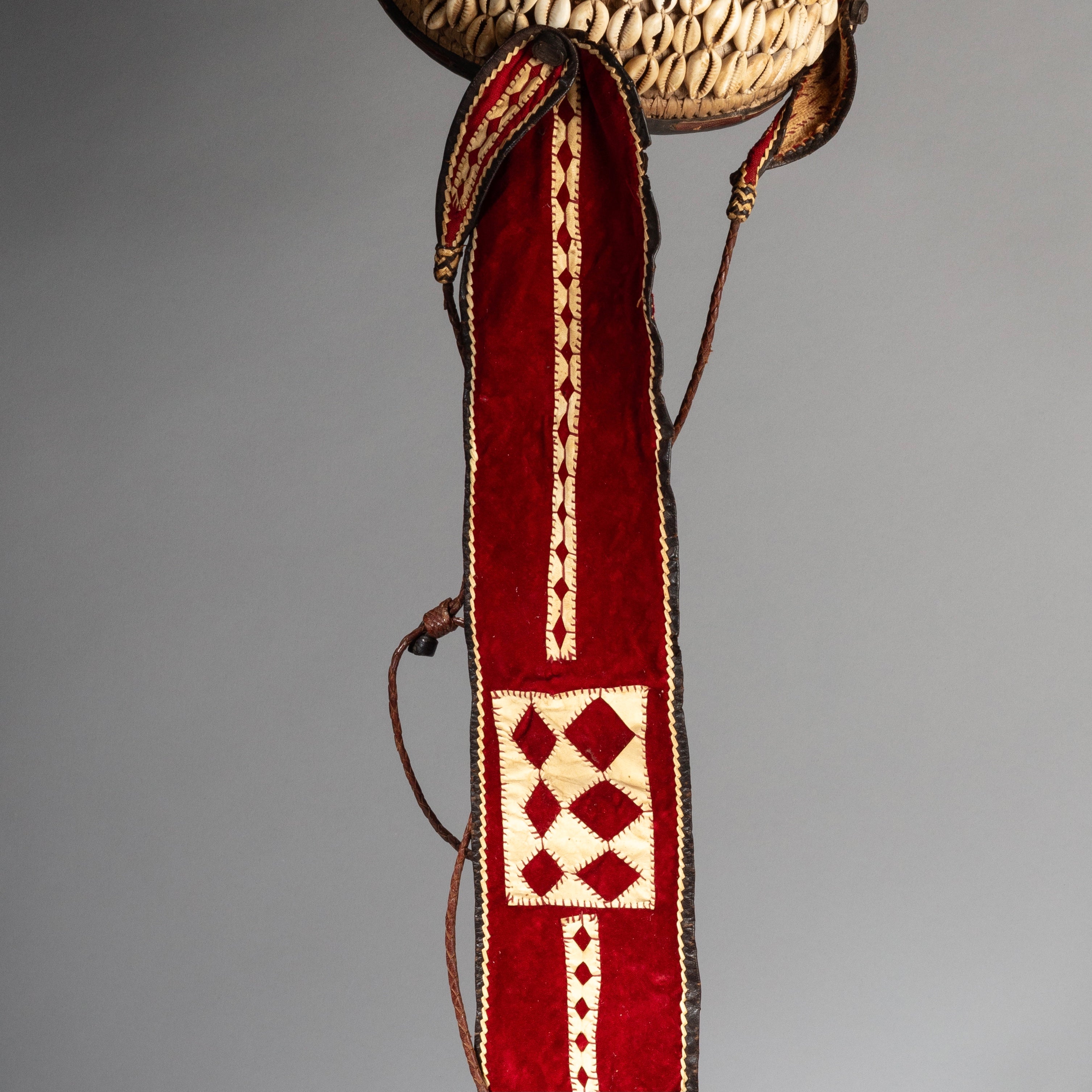 A RARE CEREMONIAL COWRIE HEADDRESS /HAT , HAUSA TRIBE OF NIGERIA W.AFRICA EX UK COLL No 2390)