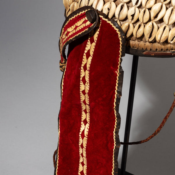 A RARE CEREMONIAL COWRIE HEADDRESS /HAT , HAUSA TRIBE OF NIGERIA W.AFRICA EX UK COLL No 2390)