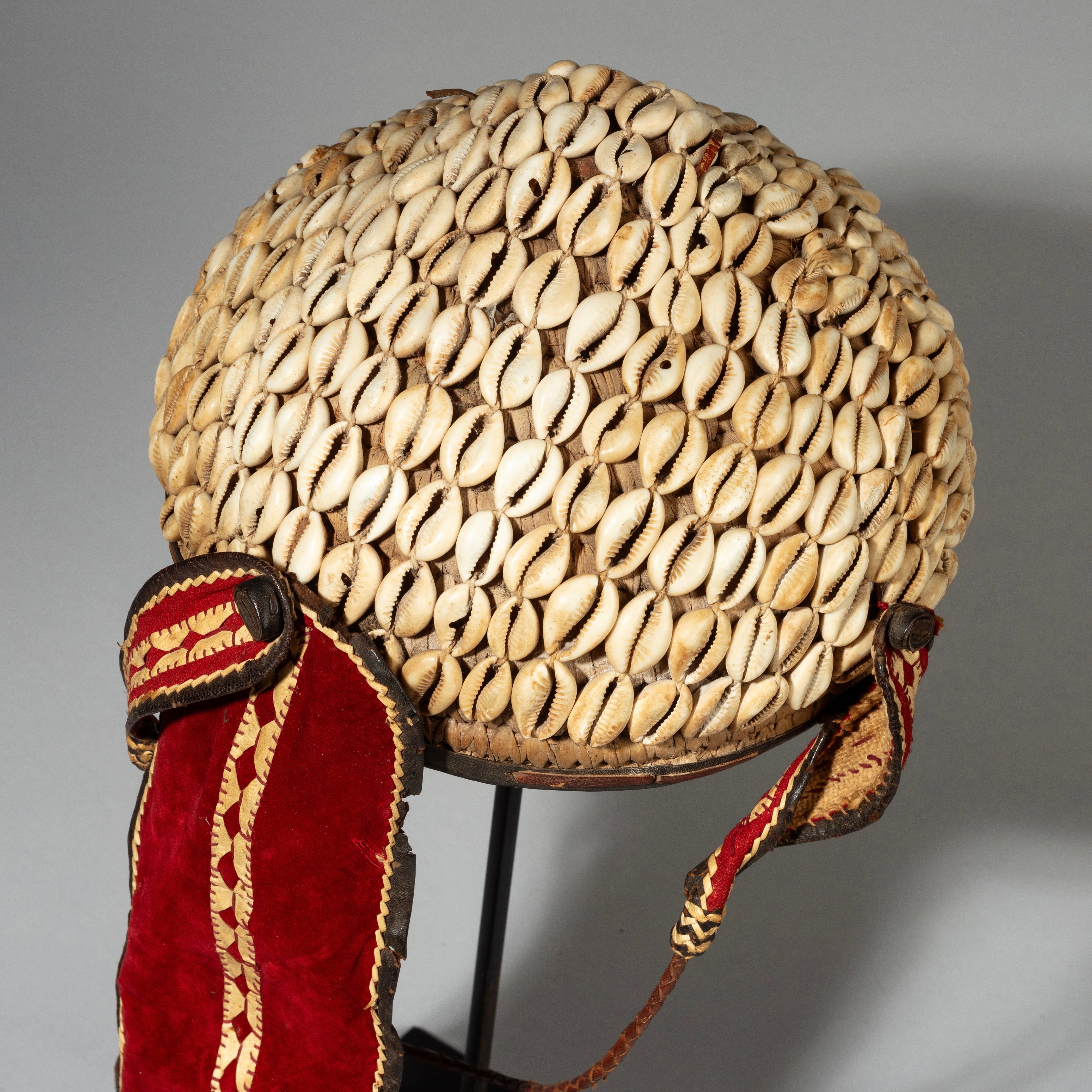 A RARE CEREMONIAL COWRIE HEADDRESS /HAT , HAUSA TRIBE OF NIGERIA W.AFRICA EX UK COLL No 2390)