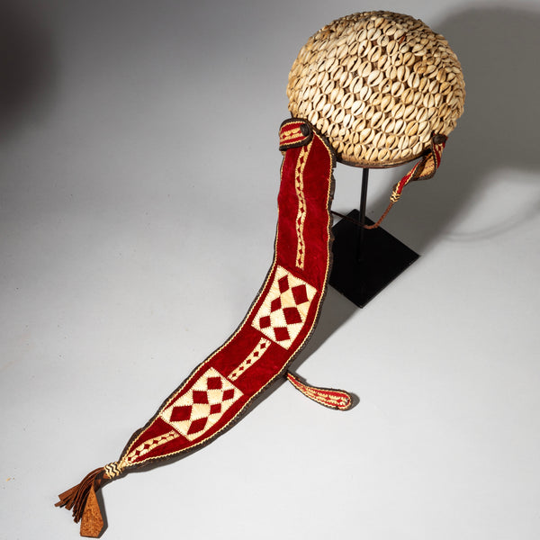 A RARE CEREMONIAL COWRIE HEADDRESS /HAT , HAUSA TRIBE OF NIGERIA W.AFRICA EX UK COLL No 2390)