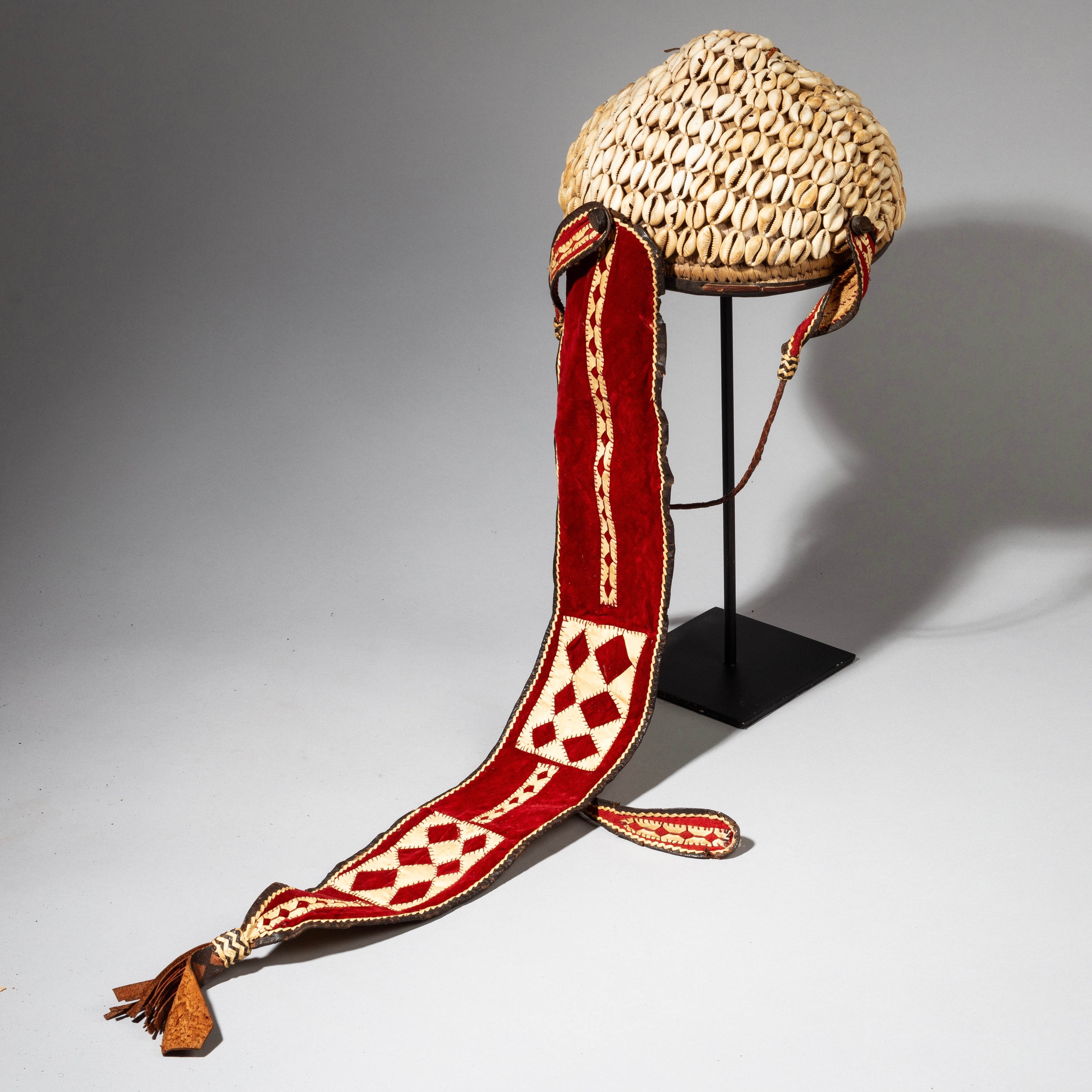 A RARE CEREMONIAL COWRIE HEADDRESS /HAT , HAUSA TRIBE OF NIGERIA W.AFRICA EX UK COLL No 2390)