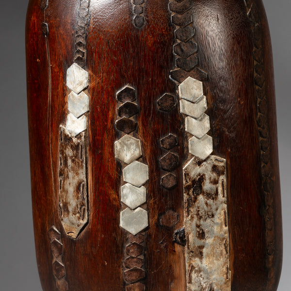 A LARGE 40CM TUTSI TRIBE METAL REPAIRED HONEY POT ( No 4192