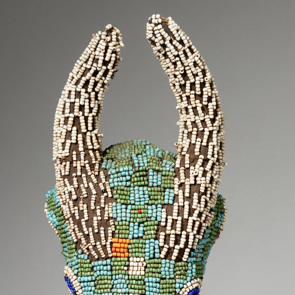 A PRETTY BAMILEKE BEADED MASK FROM CAMEROUN ( No 1422)