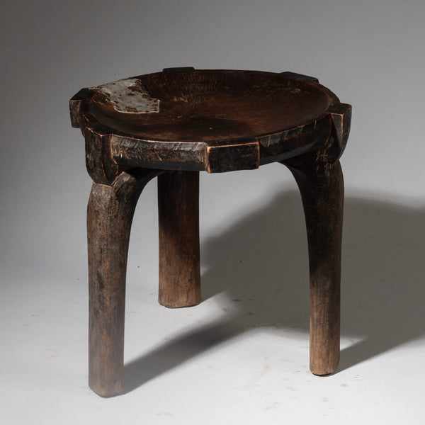 A PRACTICAL + PRETTILY PATINATED  MEDIUM SIZE STOOL, HE HE TRIBE TANZANIA ( No 4270 )