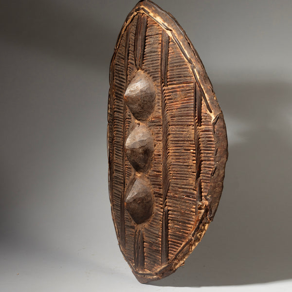 A WOVEN SHIELD WITH 3 NIPPLES, FROM GANDA TRIBE OF NIGERIA, W.AFRICA ( No 4298 )