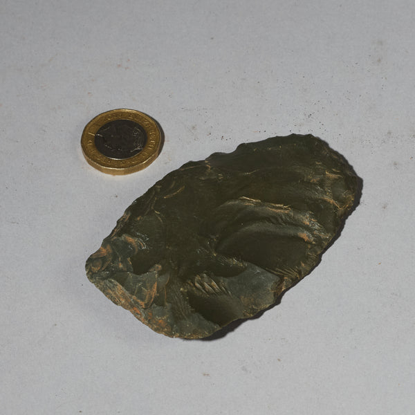 A GREEN STONE HAND AXE FROM THE NEOLITHIC PERIOD, SAHARA ( No 2737 )