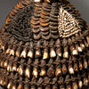 A VINTAGE BUTTON, SHELL DECORATED HAT, LEGA TRIBE, CONGO( No 4266 )