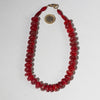 A VIBRANT STRING OF RED 1920s BOHEMIAN GLASS TRADE BEADS ( No 4288 )