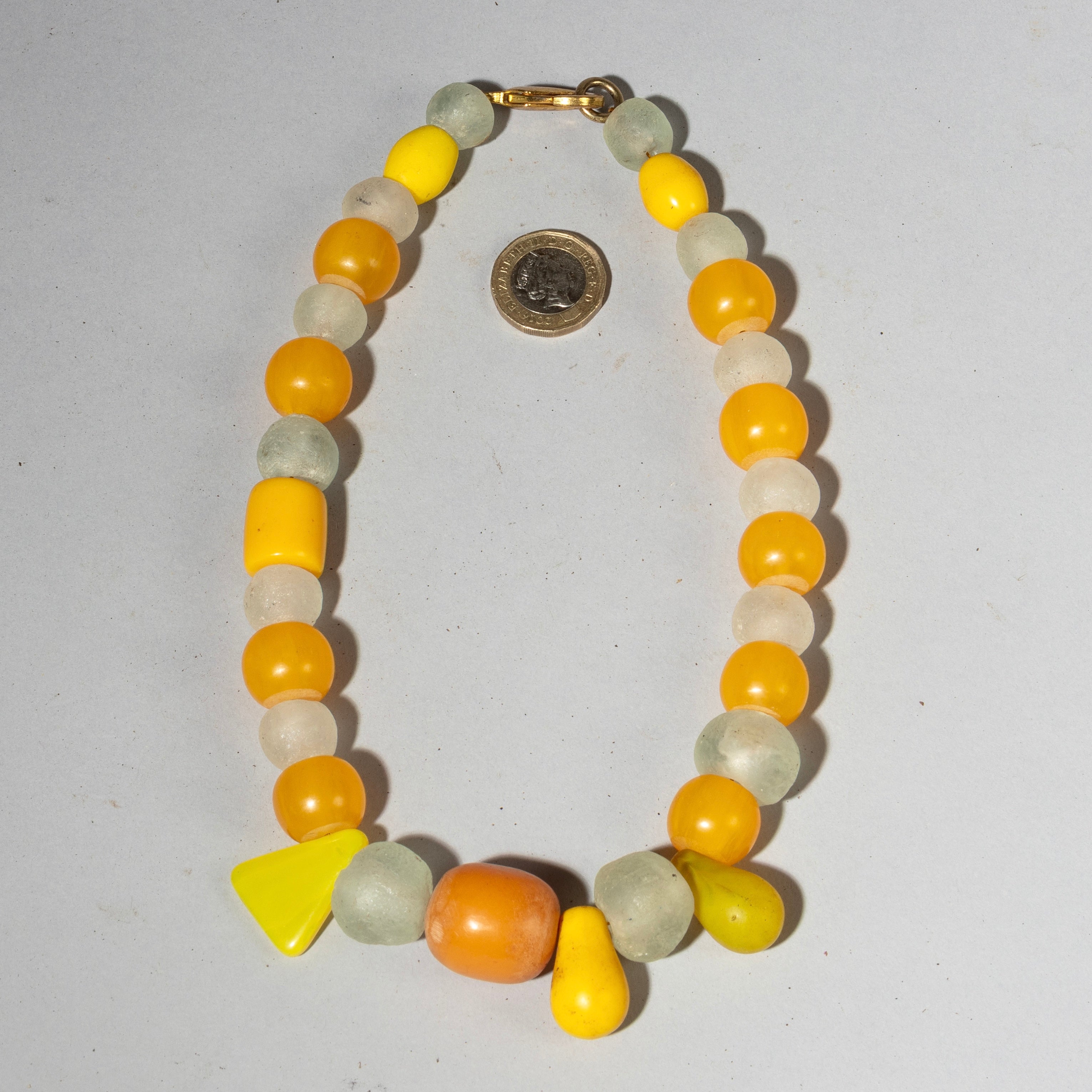 A MIXED TRADE BEAD+ RECYCLED GLASS + RESIN NECKLACE ( NO 4290)