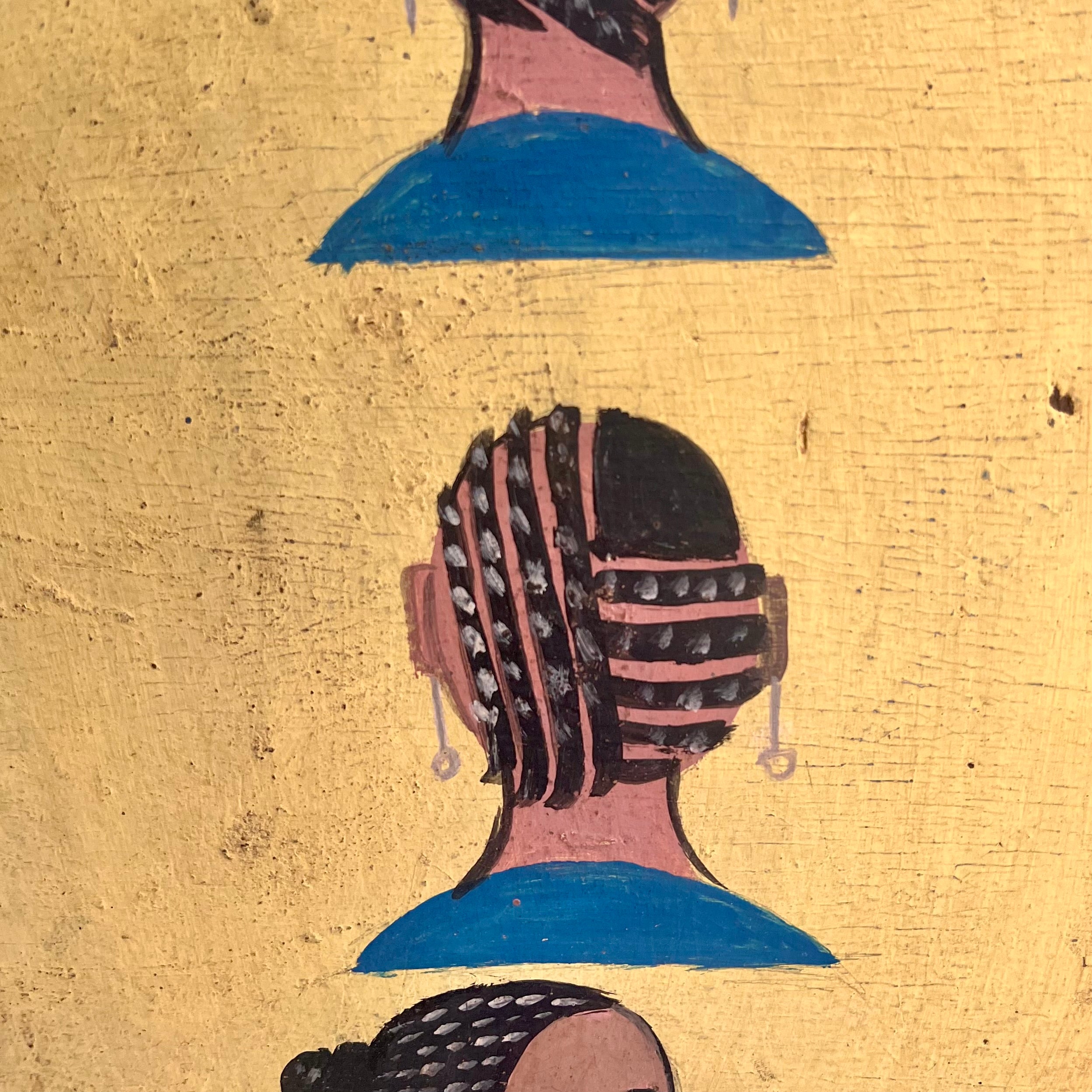 A BRIGHT YELLOW HAIRDRESSERS BOARD, WEST AFRICA ( No 2686)