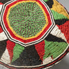 A WOVEN FIBRE+ GLASS BEAD BEAD POT LID FROM NIGERIA( No 4289 )
