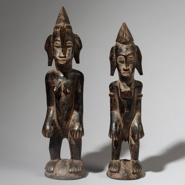 A REFINED PAIR OF ALTAR FIGURES, SENOUFO TRIBE iVORY COAST W.AFRICA  ( No 4293 )