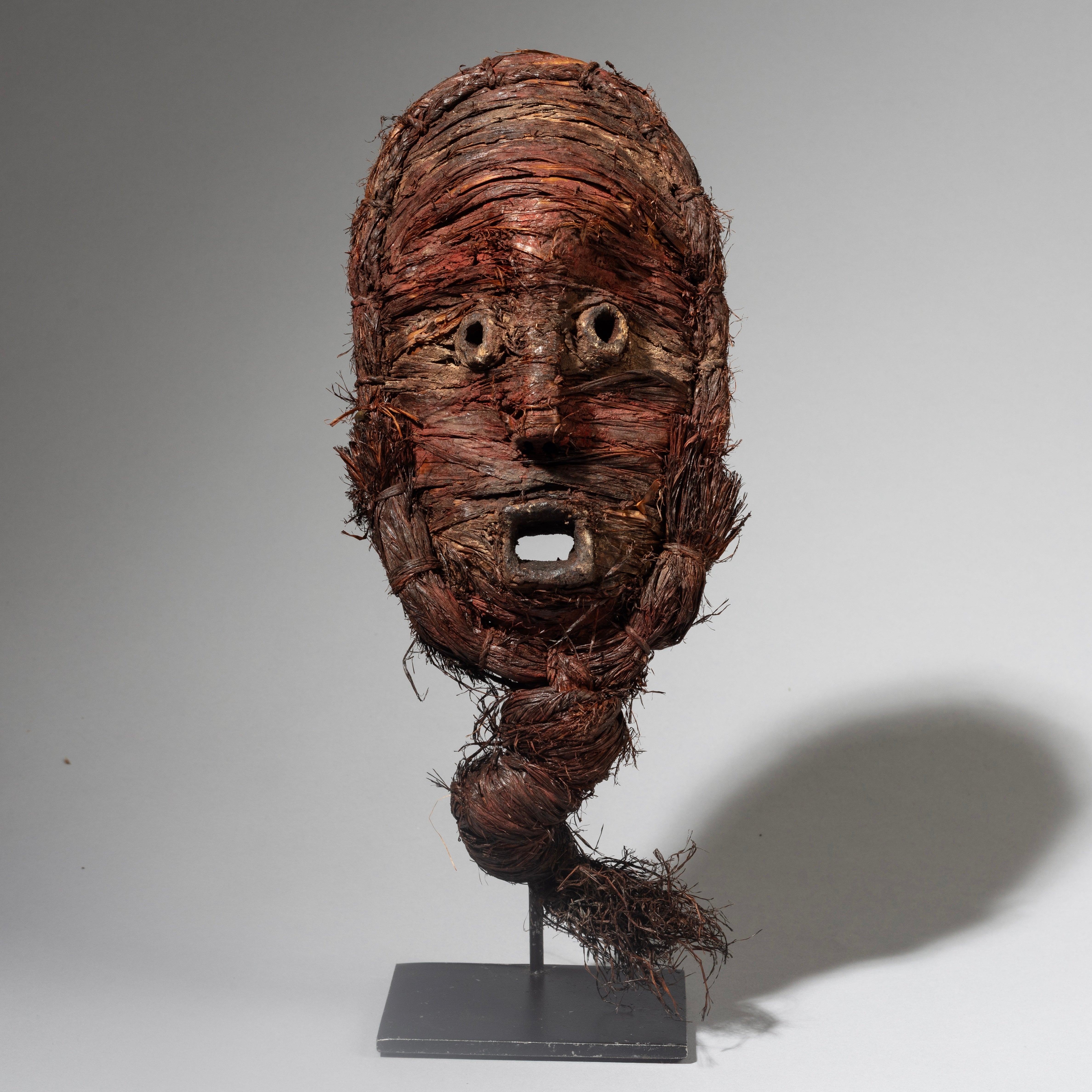 A VERY UNUSUAL RAFFIA  ENCRUSTED MASK  , LEGA TRIBE CONGO ( No 4269 )