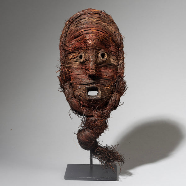 A VERY UNUSUAL RAFFIA  ENCRUSTED MASK  , LEGA TRIBE CONGO ( No 4269 )