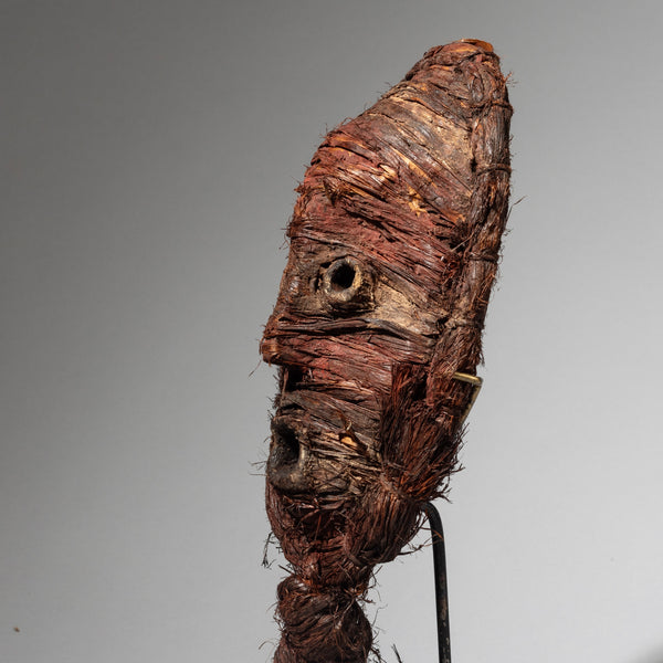 A VERY UNUSUAL RAFFIA  ENCRUSTED MASK  , LEGA TRIBE CONGO ( No 4269 )