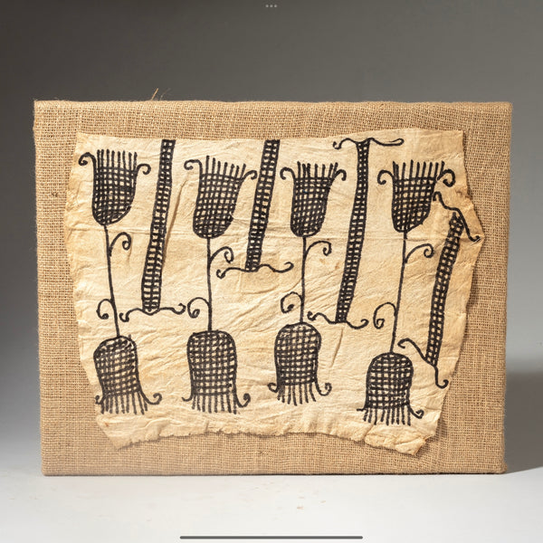 A MOUNTED BARK CLOTH, MBUTI TRIBE CONGO ( No 4276 )