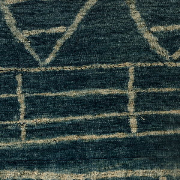 SOLD JT AN ABSTRACT MOUNTED NDOP COTTON TEXTILE, BAMILEKE TRIBE CAMEROON ( No 4354 )