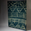 SOLD JT AN ABSTRACT MOUNTED NDOP COTTON TEXTILE, BAMILEKE TRIBE CAMEROON ( No 4354 )
