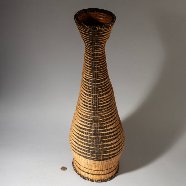 A STATUESQUE TALL TUTSI BASKET FROM RWANDA 80cm  ( No 4324 )