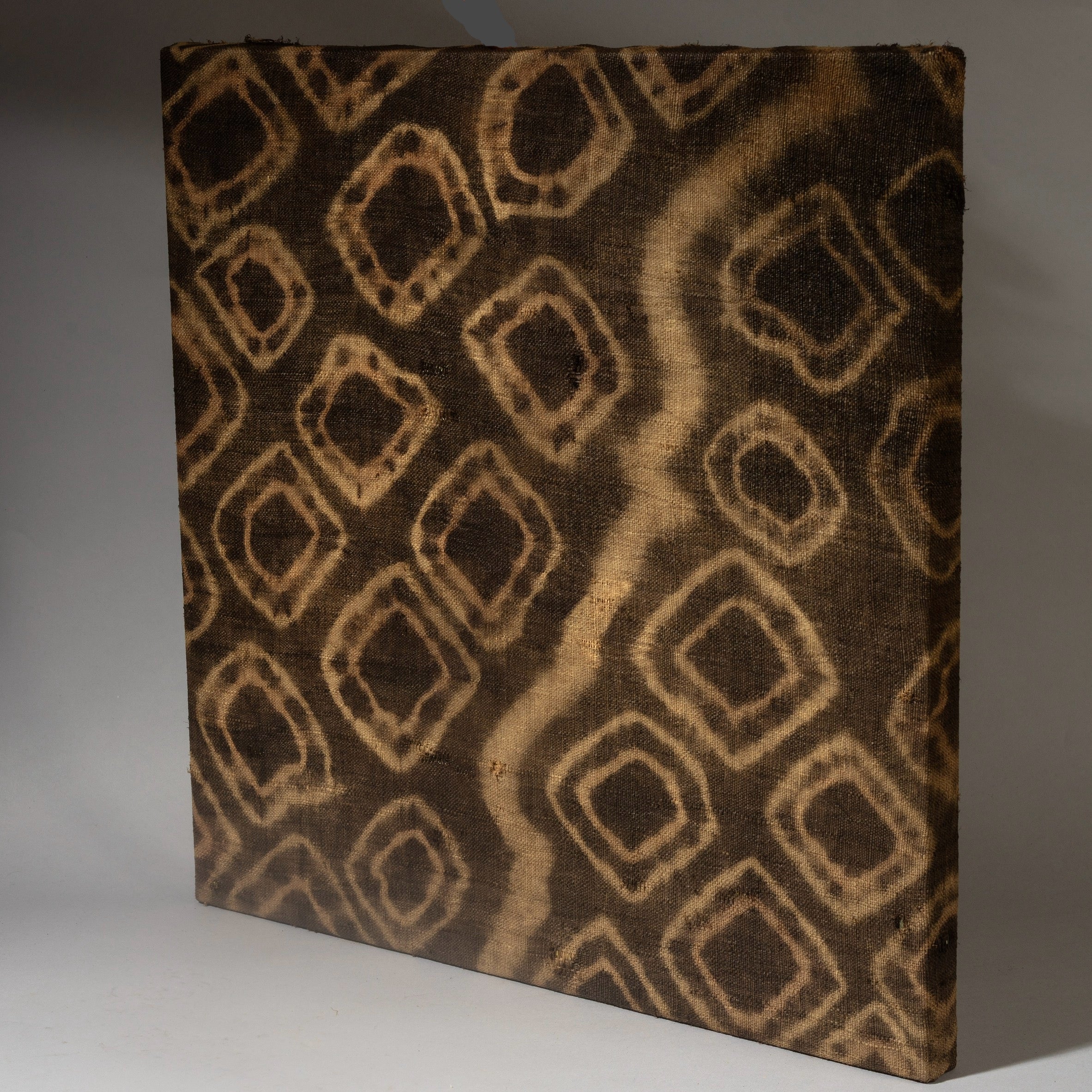 A RARE MOUNTED RAFFIA SKIRT FRAGMENT FROM THE KUBA PEOPLE OF CONGO ( No 4370 )