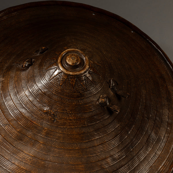 A WONDERFULLY DETAILED, 19THC EMBOSSED LEATHER SHIELD, FROM ETHIOPIA EAST AFRICA EX UK COLL. ( No 4374 )