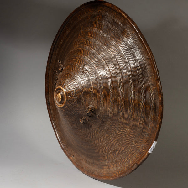 A WONDERFULLY DETAILED, 19THC EMBOSSED LEATHER SHIELD, FROM ETHIOPIA EAST AFRICA EX UK COLL. ( No 4374 )