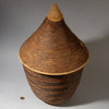 A LUSCIOUS + LARGE FIBRE BASKET WITH LID FROM TUTSI TRIBE RWANDA ( No 4347 )