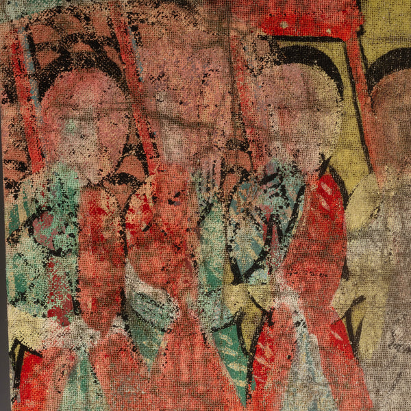 AN ETHIOPIAN HISTORICAL PAINTING DEPICTING A CLASH WITH ITALIAN COLONIAL FORCES ( No 4331 )