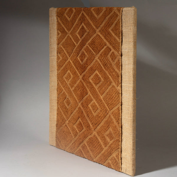 SOLD JT A MOUNTED RAFFIA SHOOWA PANEL FROM THE KUBA PEOPLE OF CONGO ( No 4369)