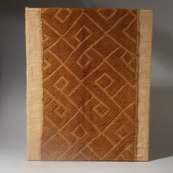 SOLD JT A MOUNTED RAFFIA SHOOWA PANEL FROM THE KUBA PEOPLE OF CONGO ( No 4369)
