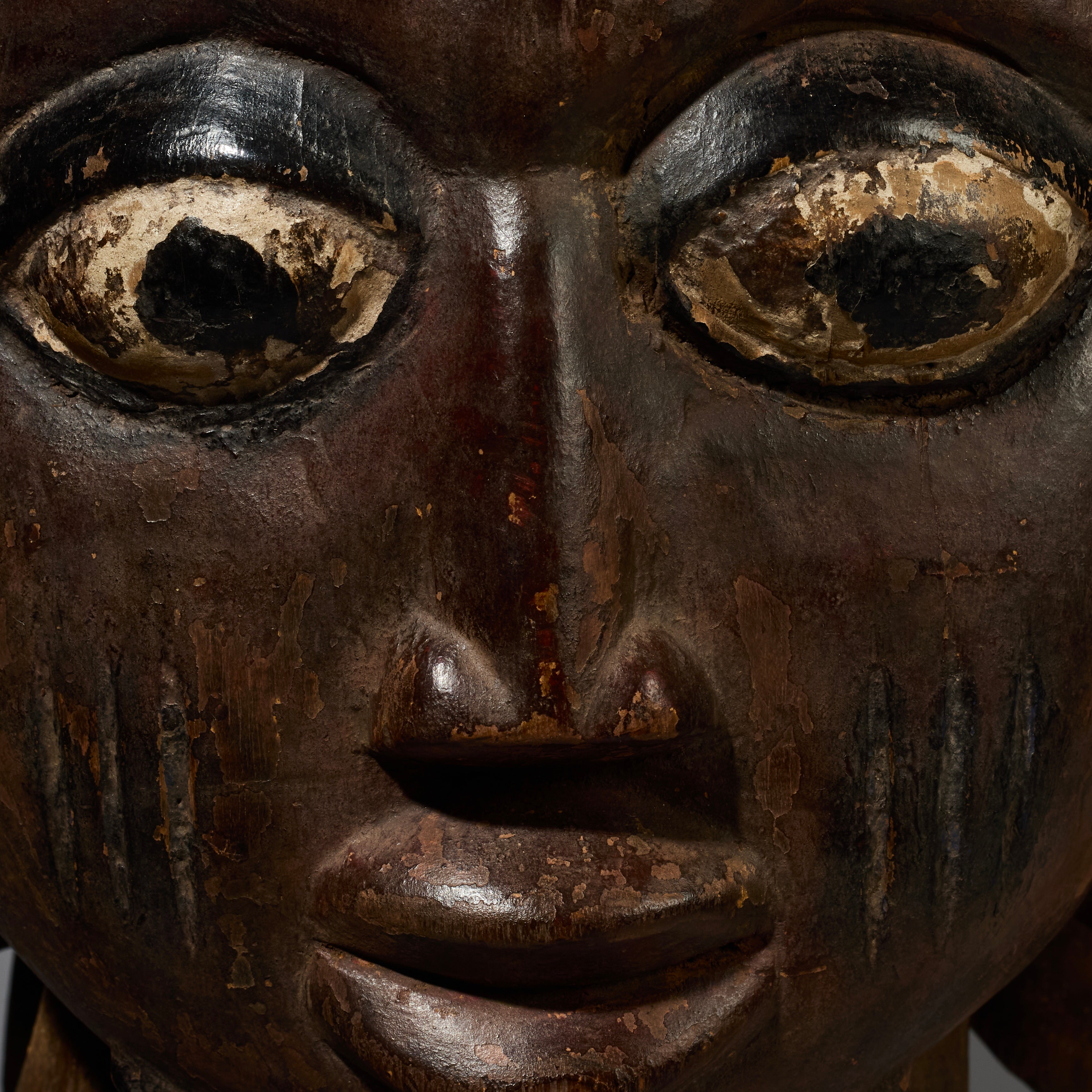 A MAGNIFICENT EXTRA LARGE HELMET MASK WITH BIRDS IN THE BACK, YORUBA TRIBE NIGERIA W.AFRICA ( No 2845 )