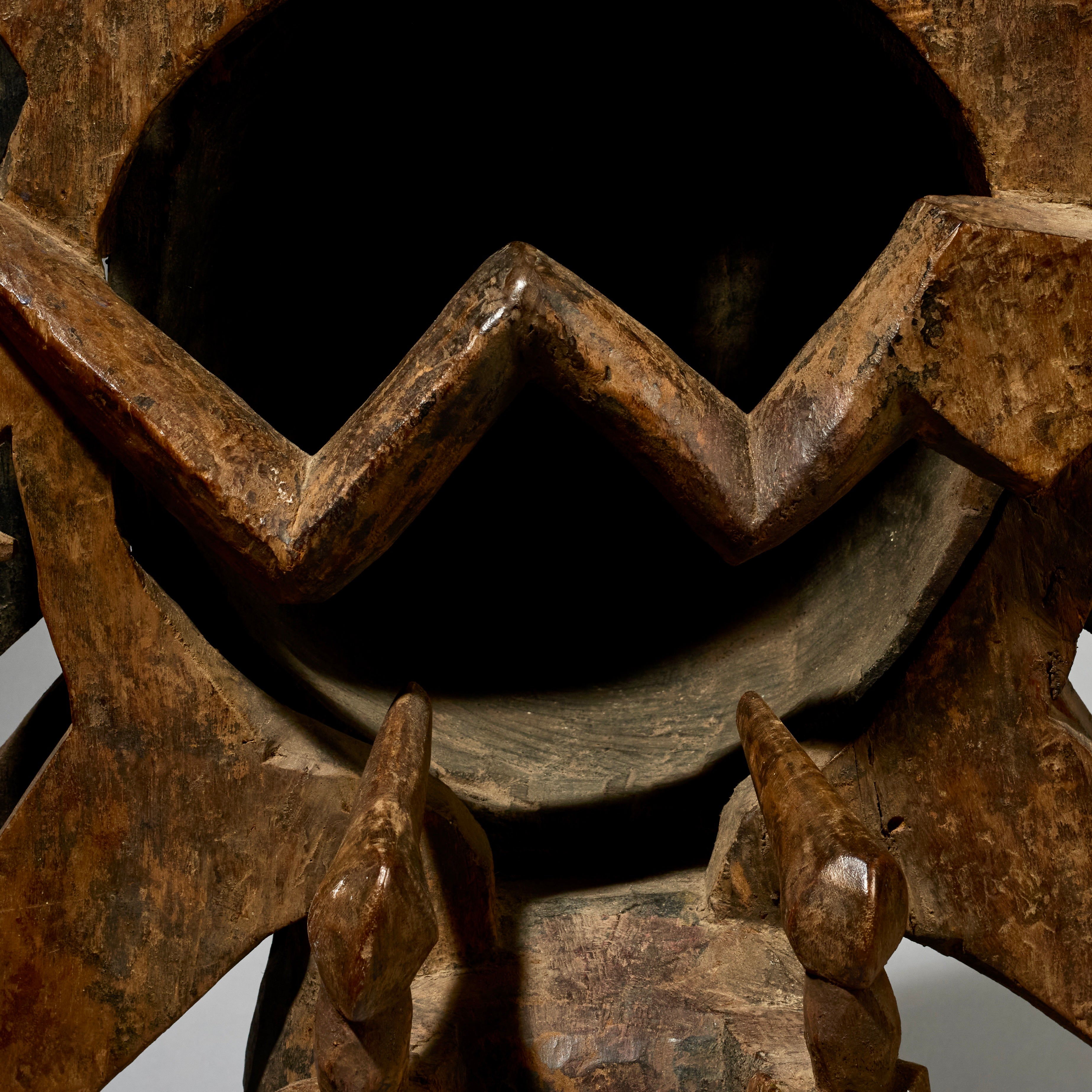 A MAGNIFICENT EXTRA LARGE HELMET MASK WITH BIRDS IN THE BACK, YORUBA TRIBE NIGERIA W.AFRICA ( No 2845 )