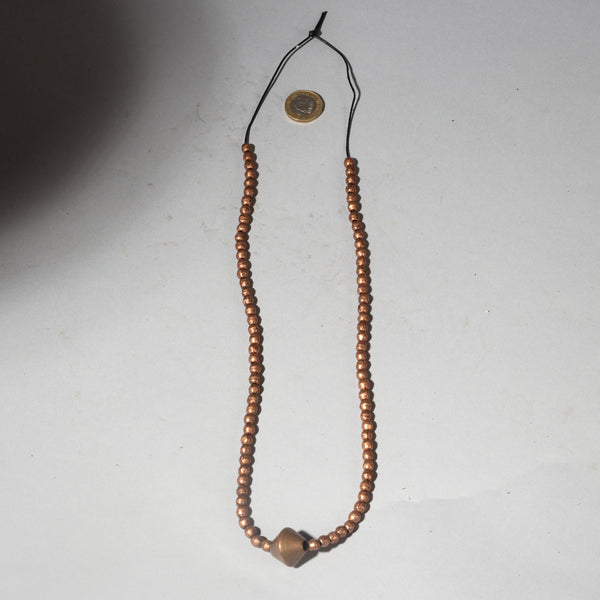 A HANDMADE COPPER BEAD NECKLACE FROM ETHIOPIA E.AFRICA ( No 4360 )