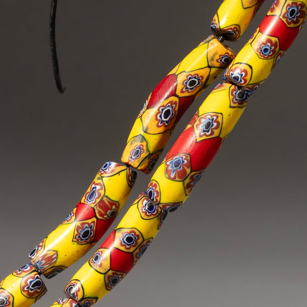 A SHORT STRAND OF STRIKING RED & YELLOW 8 x 19thC VENETIAN GLASS TRADE BEADS WITH PROVENANCE OF LORD MCALPINE   No 428) (Copy)