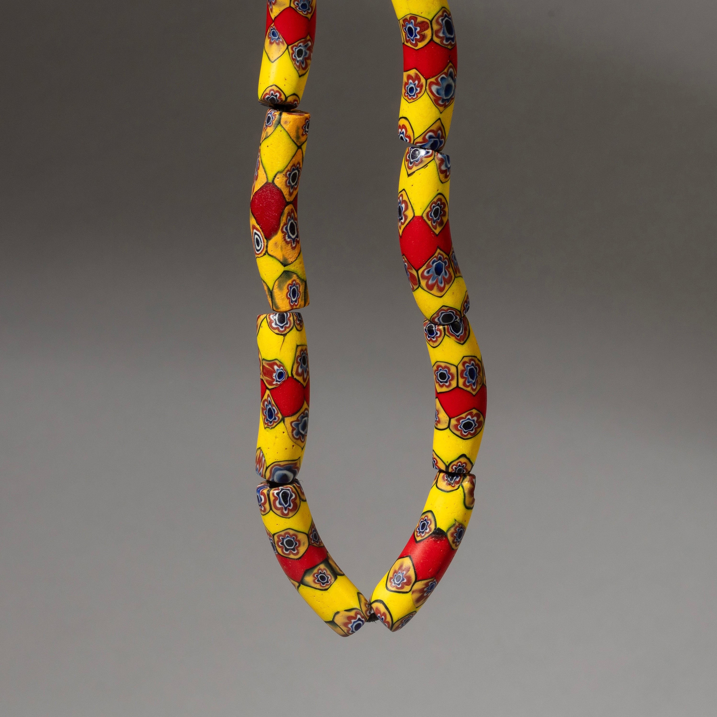A SHORT STRAND OF STRIKING RED & YELLOW 8 x 19thC VENETIAN GLASS TRADE BEADS WITH PROVENANCE OF LORD MCALPINE   No 428) (Copy)