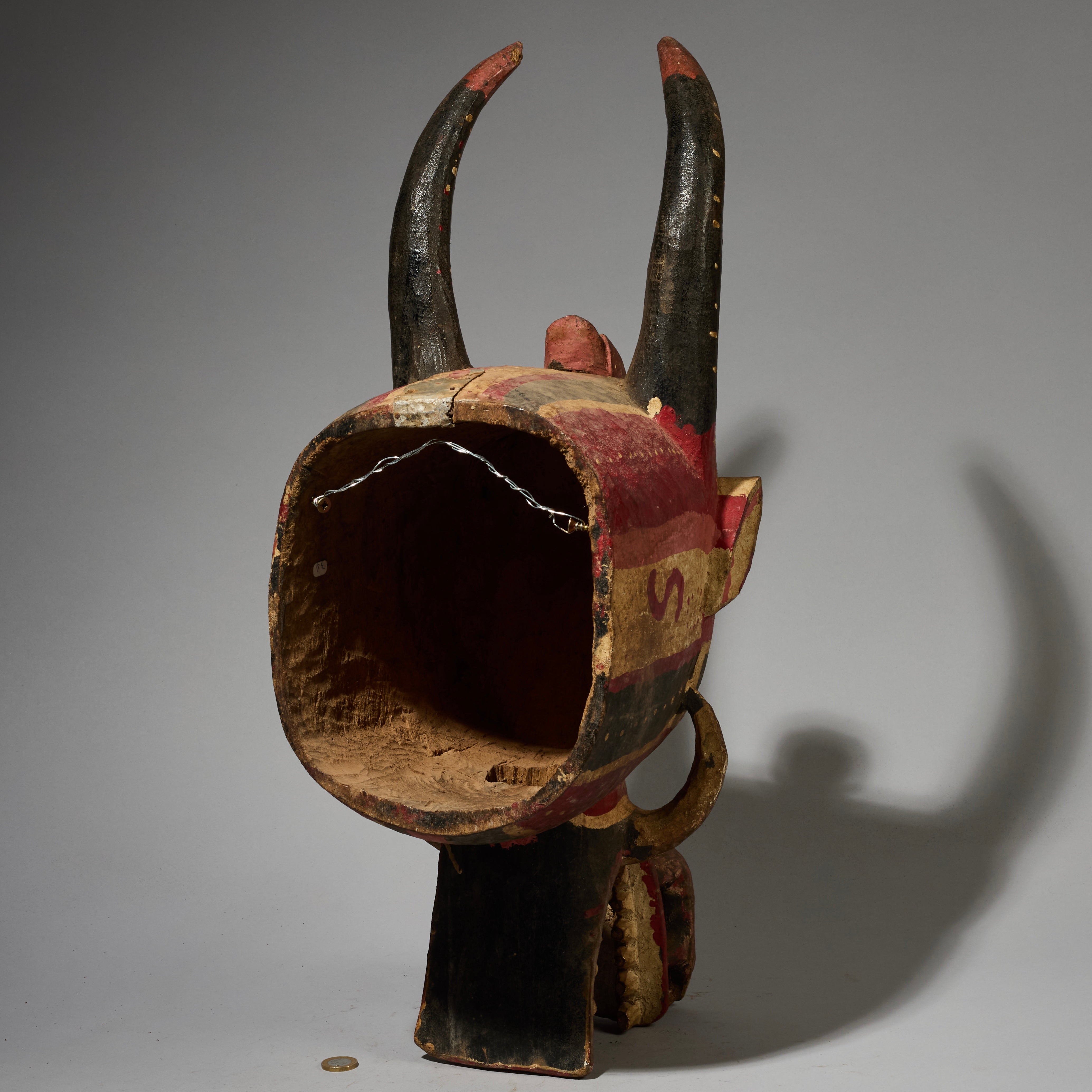 A RARE LARGE FIRESPITTER MASK, WITH ELEPHANTS, SENOUFO TRIBE BURKINA FASO  ( No 2822 )