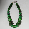 AN EMERALD GREEN MIXED TRADE BEAD+ RECYCLED GLASS NECKLACE ( NO 4341 )