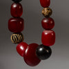 A MIXED WOOD, BRONZE & FAUX AMBER BEAD NECKLACE ( NO 4340 )
