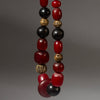 A MIXED WOOD, BRONZE & FAUX AMBER BEAD NECKLACE ( NO 4340 )
