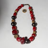A MIXED WOOD, BRONZE & FAUX AMBER BEAD NECKLACE ( NO 4340 )