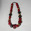 A MIXED WOOD, BRONZE & FAUX AMBER BEAD NECKLACE ( NO 4340 )