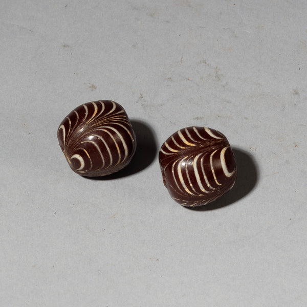 TWO BIG, SOLID GLASS BEADS FROM JAVA ( No 4321 )