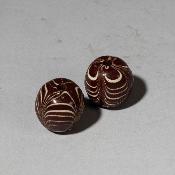 TWO BIG, SOLID GLASS BEADS FROM JAVA ( No 4321 )