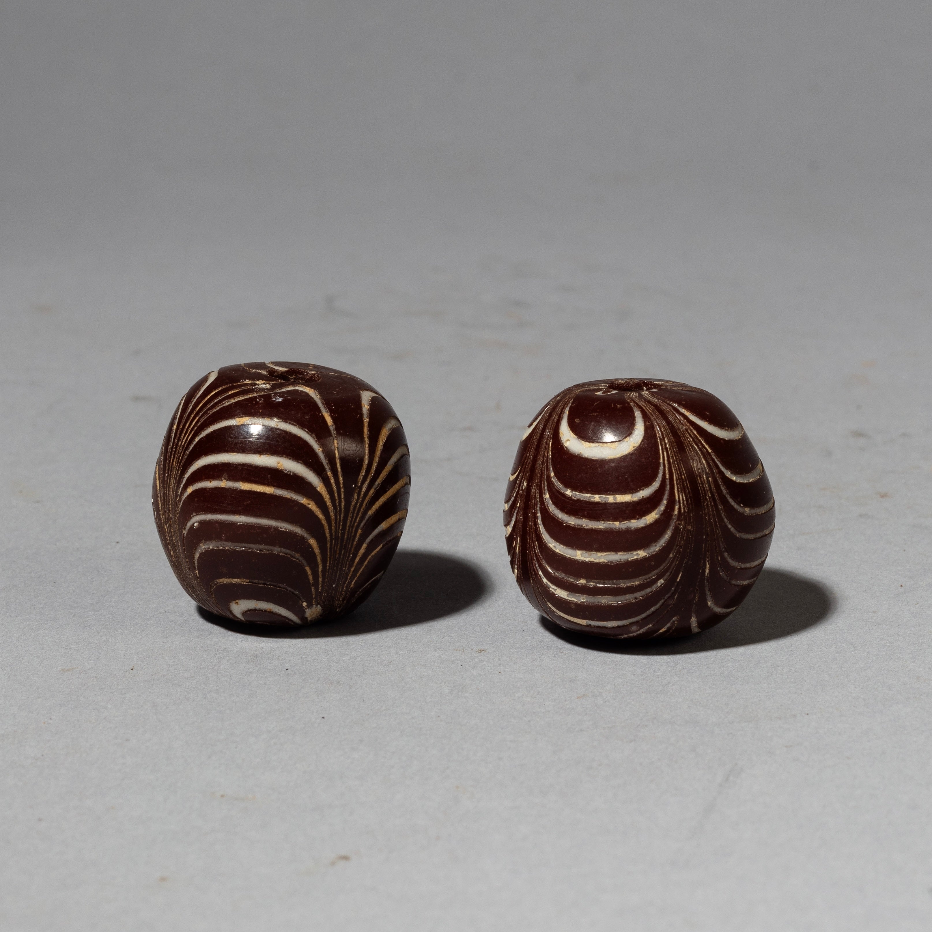 TWO BIG, SOLID GLASS BEADS FROM JAVA ( No 4321 )