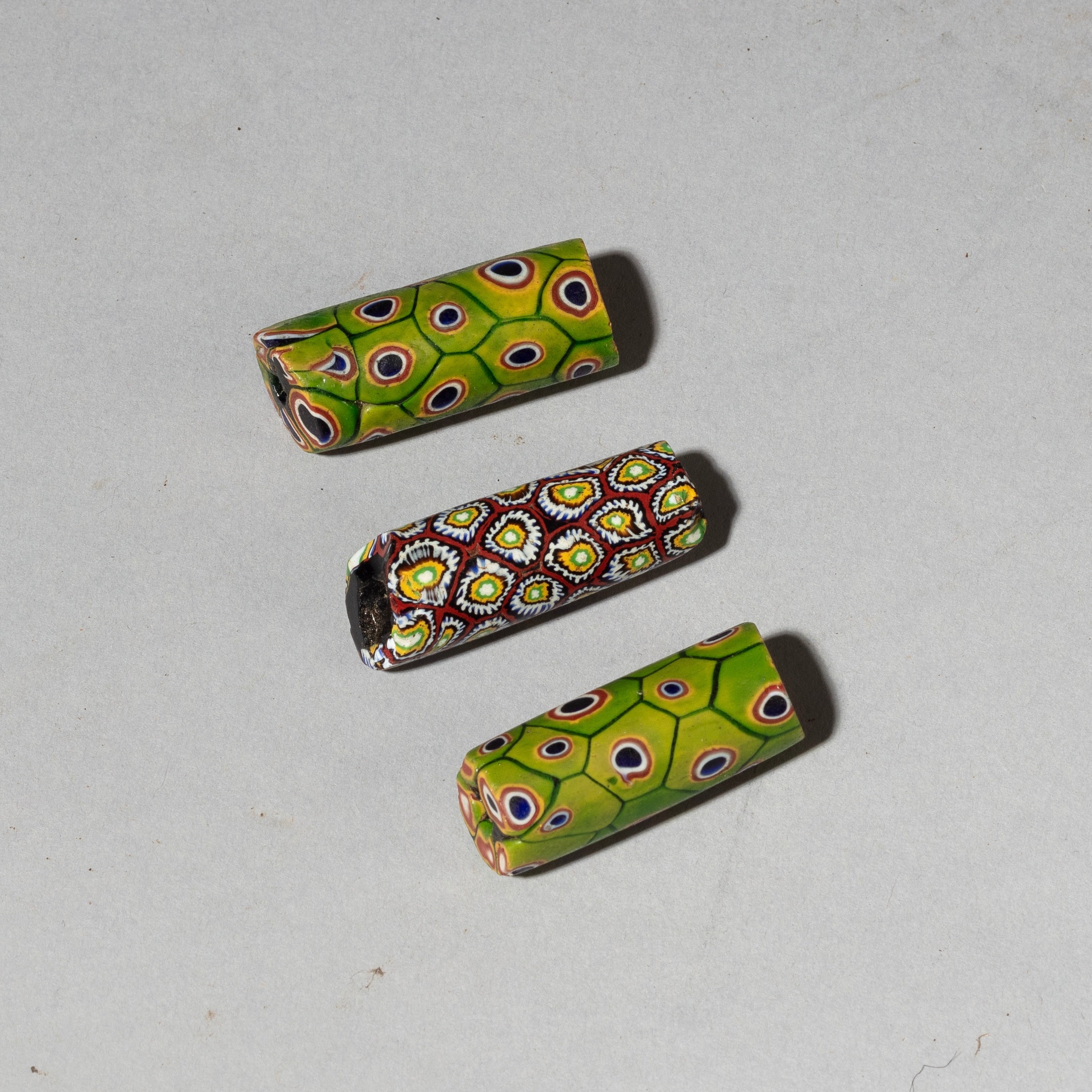 A TRIO OF 19thC VENETIAN GLASS TRADE BEADS WITH PROVENANCE OF LORD MCALPINE   ( No 4322 )