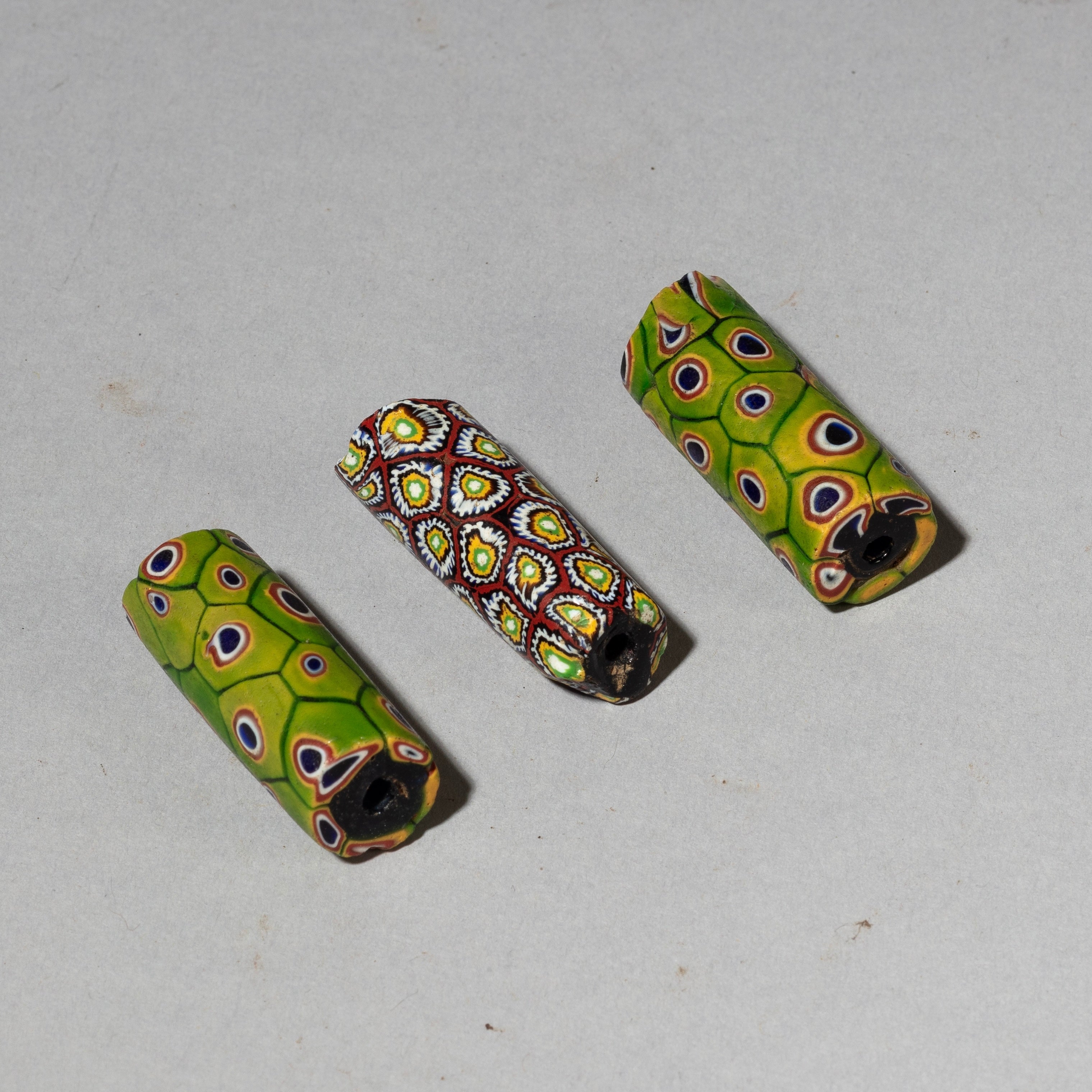 A TRIO OF 19thC VENETIAN GLASS TRADE BEADS WITH PROVENANCE OF LORD MCALPINE   ( No 4322 )
