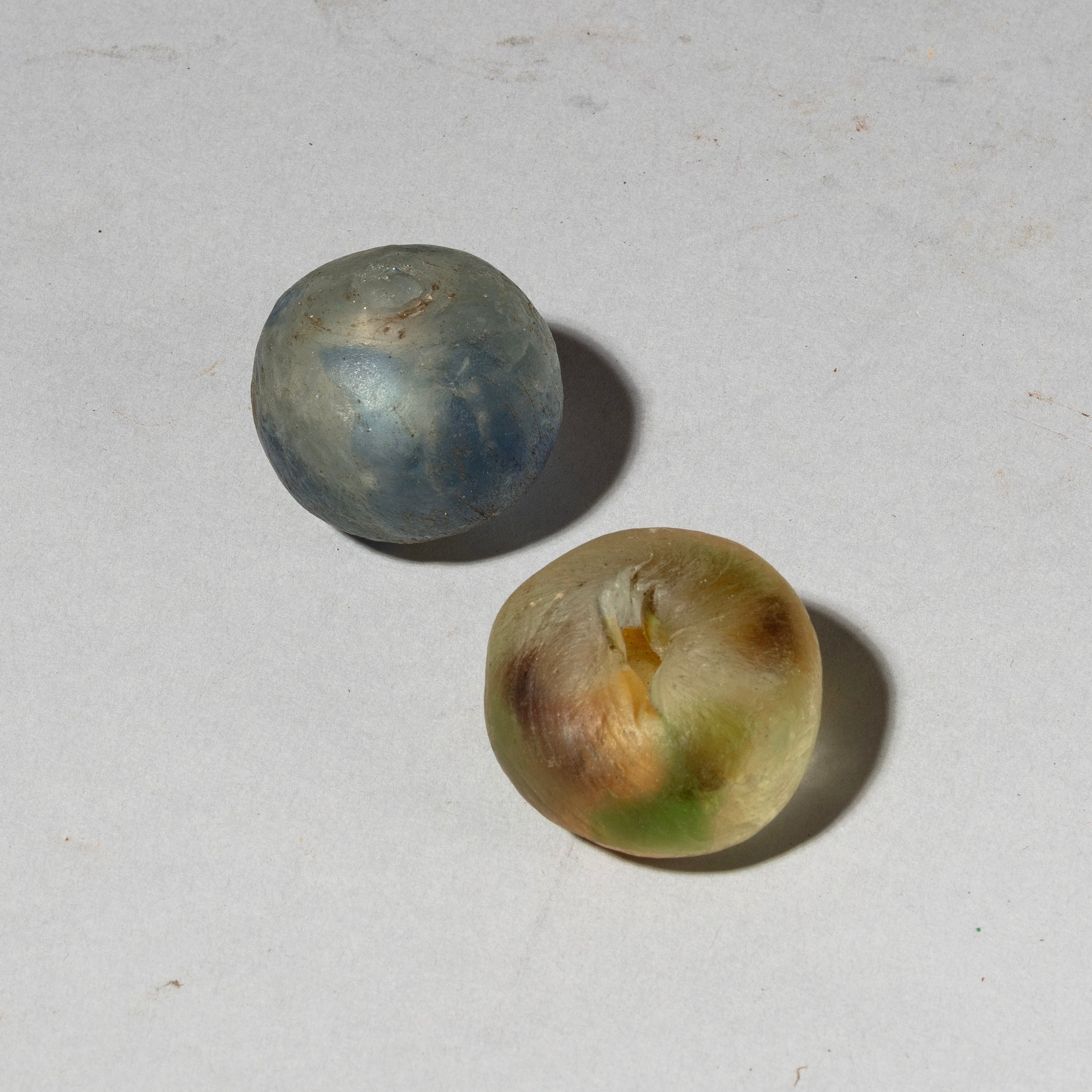 TWO BIG, SOLID RECYLCLED GLASS BEADS FROM GHANA ( No 4323 )